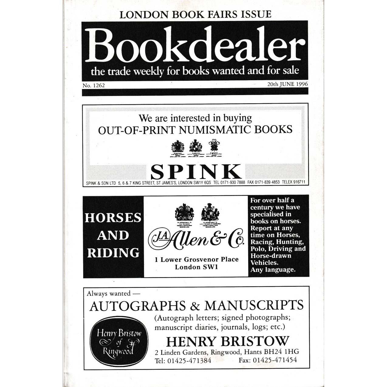 Bookdealer - London Book Fairs Issue - 29th June 1996 - 1262 by Bookdealer