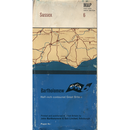 Sussex Map by Bartholomew